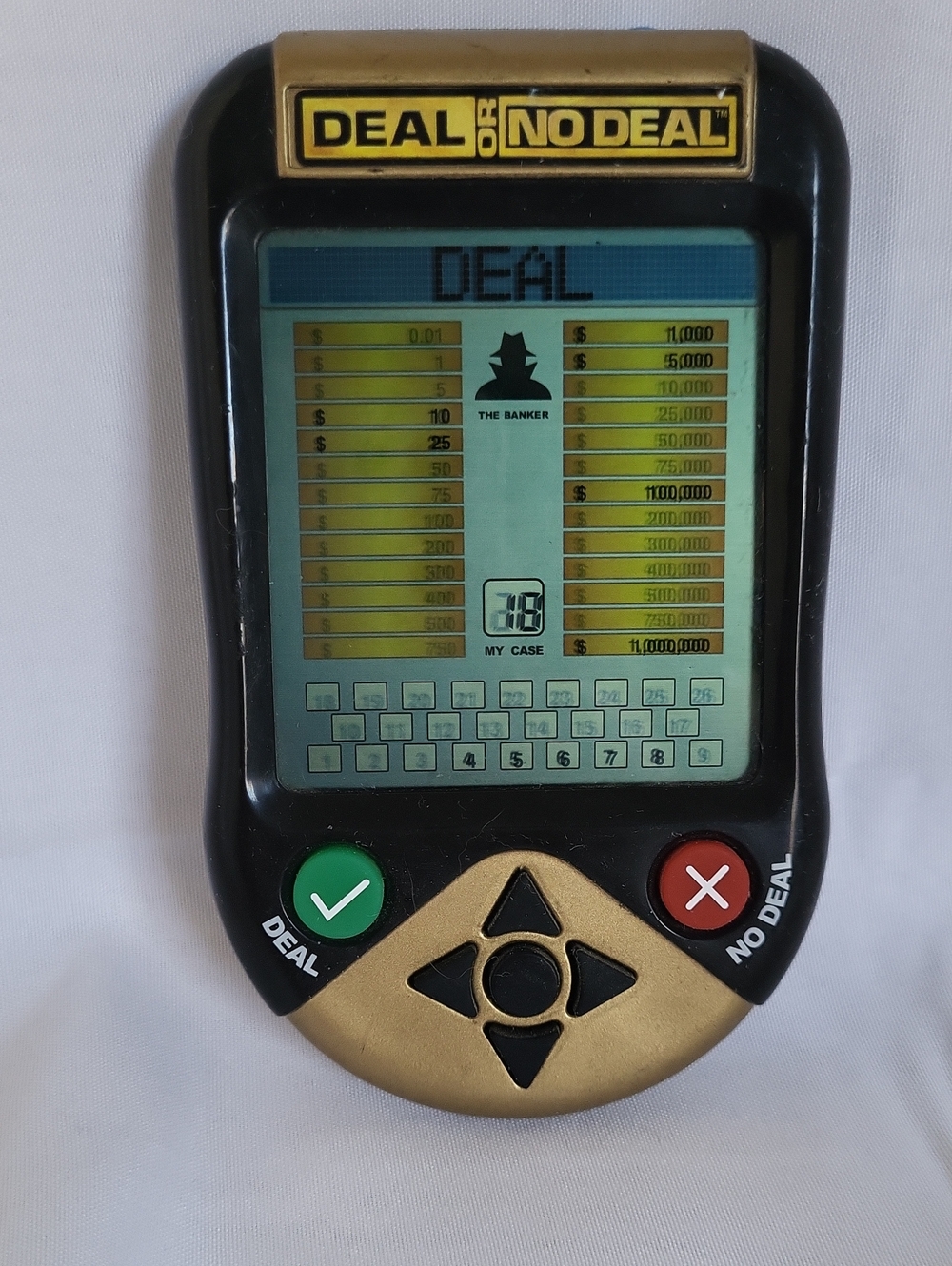 Vintage Handheld Game Deal or No Deal - Black & Gold